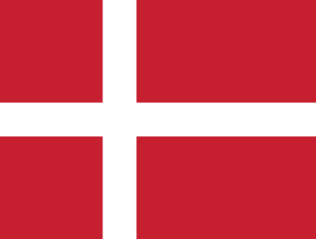 Flag of denmark in official rate and colors, vector. Banco de Imagens