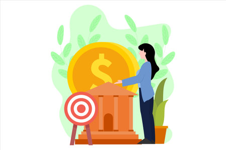 woman near bank, target, dollar coin clip art preview
