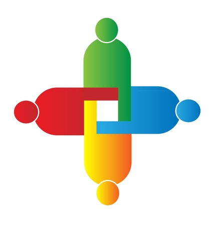 Trabajo En Equipo Unión Logotipo Ilustraciones Vectoriales, Clip Art Vectorizado Libre De Derechos. Image 14458697.