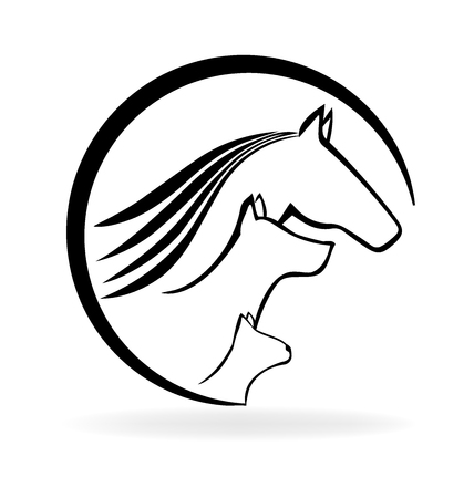 Horse cat and dog (veterinary business card) Illustration