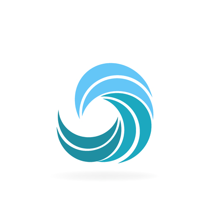 Sunset landscape vector: thiết kế đồ họa màu xanh sóng bãi biển icon vector