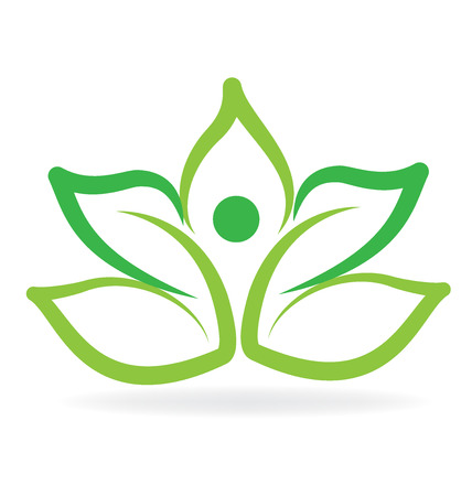 Yoga man green lotus leafs vector image design