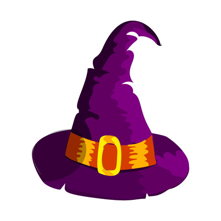 ハロウィーン魔女帽子ウィザード ホリデイ マジック キャップ衣装ファンタジー 10 月秋魔術ベクトル図を漫画します 怖い魔法摩耗不気味な伝統的な党 Witchhat アクセサリー のイラスト素材 ベクタ Image