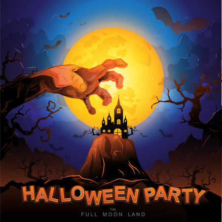 Moonlight lanterns: Đảng Halloween Vector Concept Full Moon Land