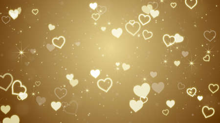 ゴールド輝くハート コンピューター生成された抽象的な背景 の写真素材 画像素材 Image