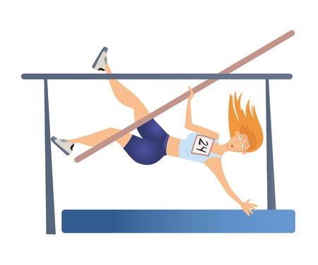 Female pole vaulting. woman vaulter, sportswoman. vector illustration, isolated on white background