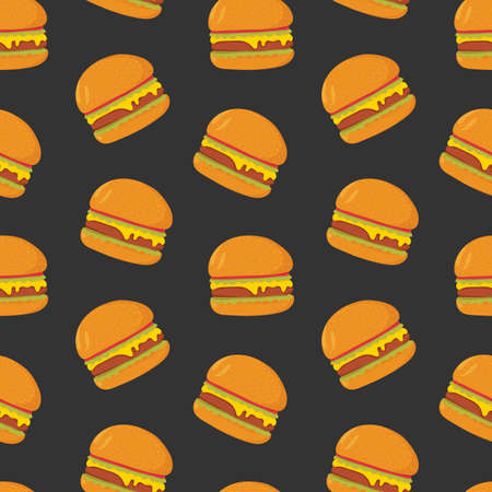 ハンバーガーをシームレスなパターンを図 ファーストフード壁紙 ベクトル のイラスト素材 ベクタ Image