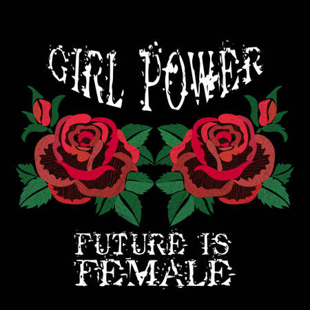 女の子の力スローガン ファッションのストライプ バッジ排他的な少女ギャング ローズ葉ロック少女ギャングの T シャツのための服は グラフィック デザインをプリントしました ステッカー 刺繍のセットをベクトル 古代の品種のスタイルでアップリケします のイラスト 女の子の力スローガン ファッションのストライプ バッジ排他的な少女ギャング ローズ葉ロック少女ギャングの T シャツのための服は グラフィック デザインをプリントしました ステッカー 刺繍のセットをベクトル 古代の品種のスタイルでアップリケします のイラスト