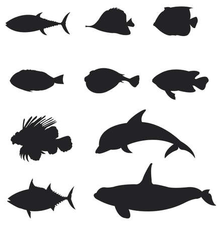 ベクター シルエット魚 2 のセットを作成します のイラスト素材 ベクタ Image