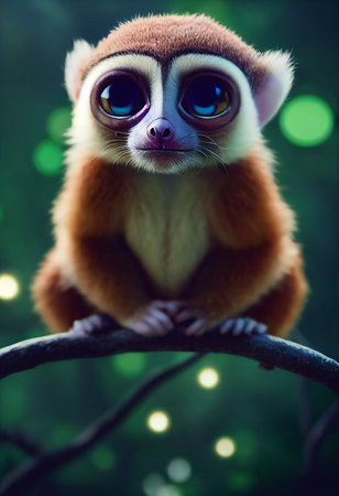 Portrait de singe loris souriant mignon comme illustration 3d de la faune animale Banque d'images