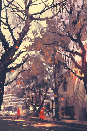 若いカップルの愛屋外 イラスト デジタル絵画 の写真素材 画像素材 Image