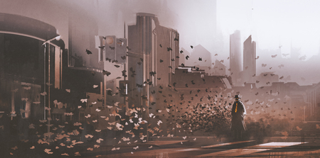 Resultado de imagen de hombre solitario ciudad pintura