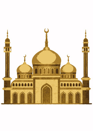 golden mosque building with crescent moon clip art preview