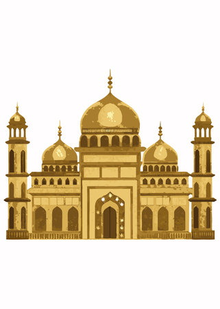 golden mosque building, watercolor style clip art preview
