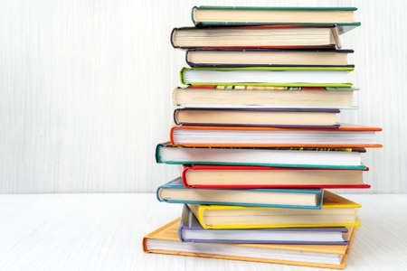 books stacked on the shelf education background back to school