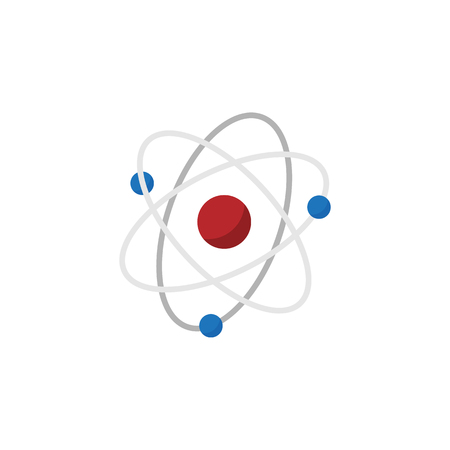 atom model with red core and blue electrons clip art preview