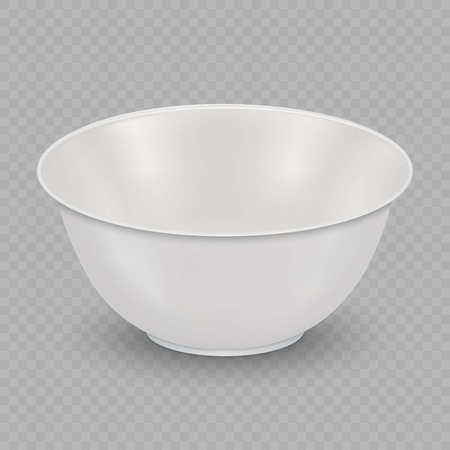 Realistic White Ceramic Bowl Isolated On Transparent Background
