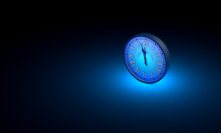 1 つの青い円形時計 高解像度で利用できる いくつかのサイズ プロジェクトのニーズに合わせて フリー テキスト スペース ブラック アート背景レイアウト 3 D イラストレーションにレンダリングします の写真素材 画像素材 Image