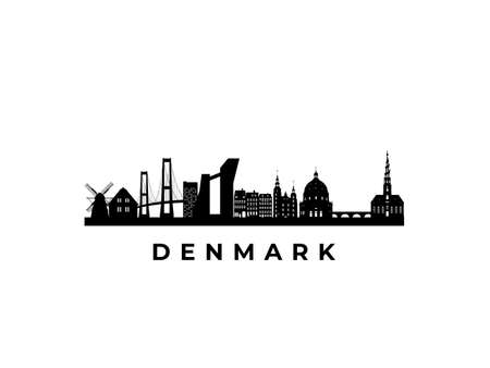 Vector denmark skyline. travel denmark famous landmarks. business and tourism concept for presentation, banner, web site. Ilustrações vetoriais