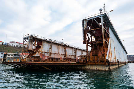 Wiew of floating dock for repairing ships in black sea