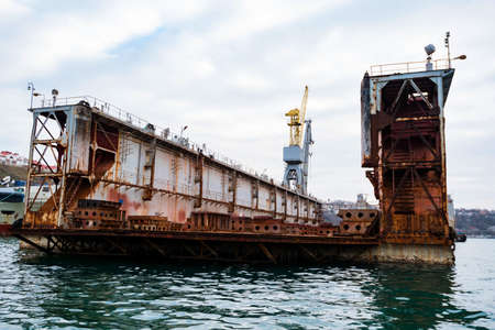 Wiew of floating dock for repairing ships in black sea