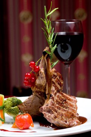 grilled pork: A Rib Steak, selective focus on meat.
