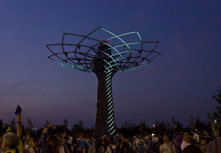 Milan, italy - june 29 2015: tree of life show at expo 2015 in milan, universal exhibition dedicated to food, in june 2015 in milan, italy