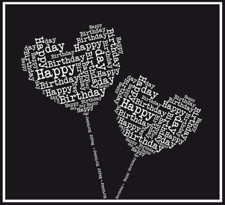 Noir Et Blanc Coeur Joyeux Anniversaire Illustration Vectorielle Isole Clip Art Libres De Droits Vecteurs Et Illustration Image