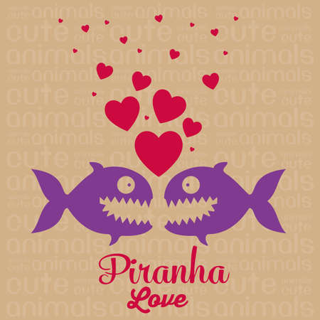 かわいい動物のイラスト ピラニアの愛 ベクトル イラストのイラスト素材 ベクタ Image 1744