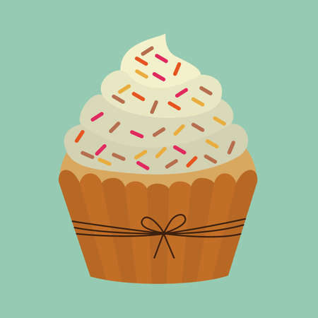 青色の背景のベクトル図をカップ ケーキのデザインのイラスト素材 ベクタ Image