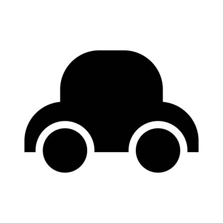 Baby Gelbes Auto Spielzeug Auf Weißen Hintergrund. Vektor Silhouette von Baby Auto Spielzeug auf weißem Hintergrund