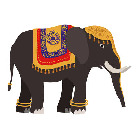ブライダルのインド象馬布、装飾品で飾られています。のイラスト