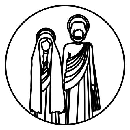 聖母マリアの顔ベクトル イラストの白黒コンター のイラスト素材 ベクタ Image