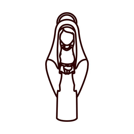 聖母マリアの顔ベクトル イラストの白黒コンター のイラスト素材 ベクタ Image