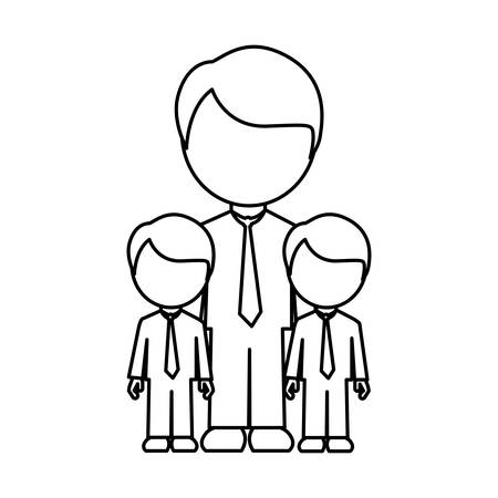 お父さんと息子の顔のないベクトル イラスト白黒輪郭図のイラスト素材 ベクタ Image