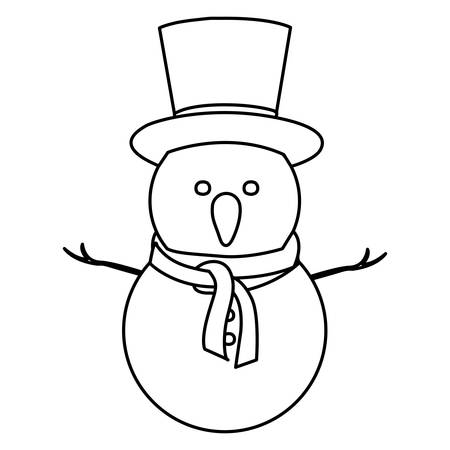 雪だるまの帽子とスカーフのベクトル イラスト モノクロ輪郭風景のイラスト素材 ベクタ Image