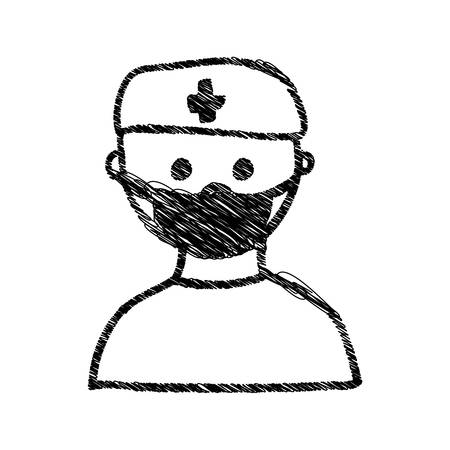 マスク ベクター イラスト モノクロ シルエット半身医師のイラスト素材 ベクタ Image