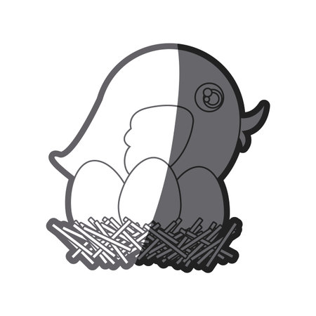 鳥の巣の卵のベクトル イラストの白黒のスケッチ のイラスト素材 ベクタ Image