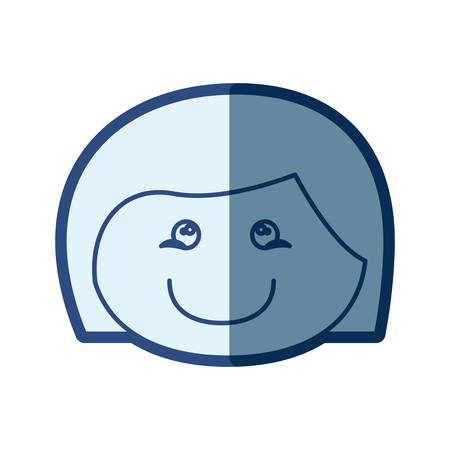 ポニーテール髪ベクトル イラスト似顔絵正面顔女の子の青いシルエット のイラスト素材 ベクタ Image