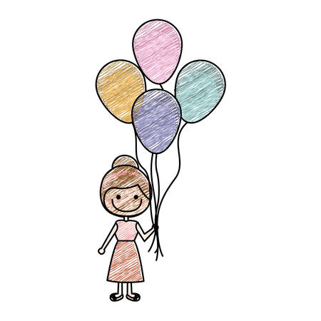 ワンピースの少女や多くの風船ベクトル イラストの笑顔の似顔絵の色鉛筆 のイラスト素材 ベクタ Image ワンピースの少女や多くの風船ベクトル イラストの笑顔の似顔絵の色鉛筆 のイラスト素材 ベクタ Image