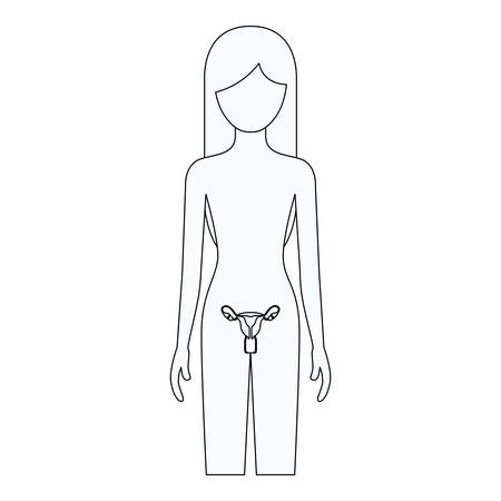 sketch silhouette of female person with reproductive system human