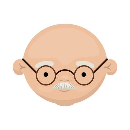 ひげとメガネとハゲの祖父の顔をカラフルなベクトル イラスト のイラスト素材 ベクタ Image