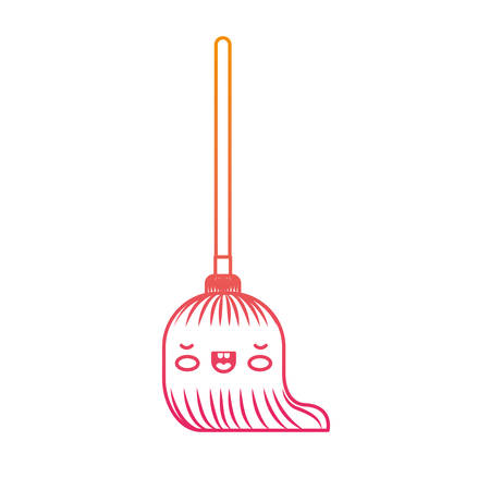 マゼンタに劣化した木製の棒の付いたモップをマジェンタ色のシルエットベクトルイラストのイラスト素材 ベクタ Image 2946