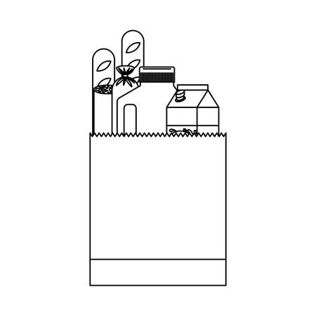 Quadratische Papiertute Mit Lebensmitteln Wurstbrot Und Getranke Saft Und Wasserflasche Und Milchkarton In Der Blauen Schattenbildvektorillustration Lizenzfrei Nutzbare Vektorgrafiken Clip Arts Illustrationen Image 89787527