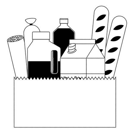 Einkaufskorb Mit Getrankesaft Und Wasserflasche Und Milchkarton Im Schwarzen Punktierten Schattenbildvektorillustration Lizenzfrei Nutzbare Vektorgrafiken Clip Arts Illustrationen Image 89729717