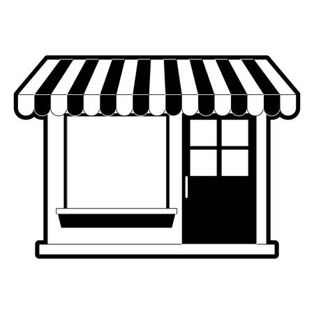 青と紫の色のセクションシルエットベクトルイラストで日陰と店のファサードのイラスト素材 ベクタ Image