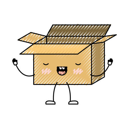 モノクロシルエットベクトルイラスト可愛い段ボール箱を密封 のイラスト素材 ベクタ Image