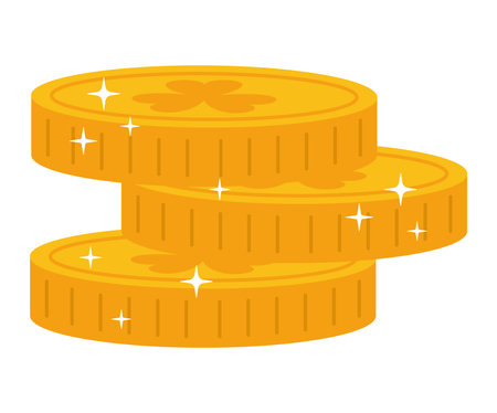 golden coins stack, shamrock, sparkling, st patrick's day clip art preview