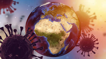 Omicron is global pandemic. covid-19 is epidemic in world. coronavirus infection bacteria. omicron mutation lockdown concept. delta omicron disease. 3d rendering of planet earth. Фото со стока