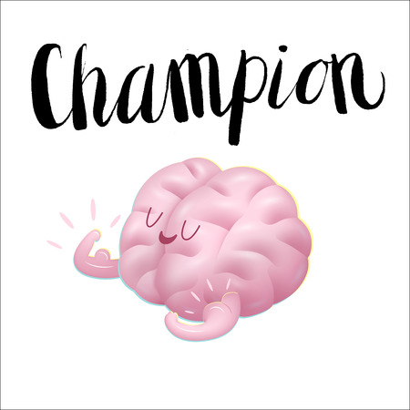 それを示す脳 S 上腕二頭筋漫画イラストやレタリング チャンピオン列車脳シリーズです 脳のコレクションの一部です のイラスト素材 ベクタ Image